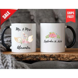 Mr and Mrs Wedding Mug Set, Custom Wedding Mug For Couples, Personalized Gift For Bride And Groom, Bridal Shower Gift, Newlywed Mug