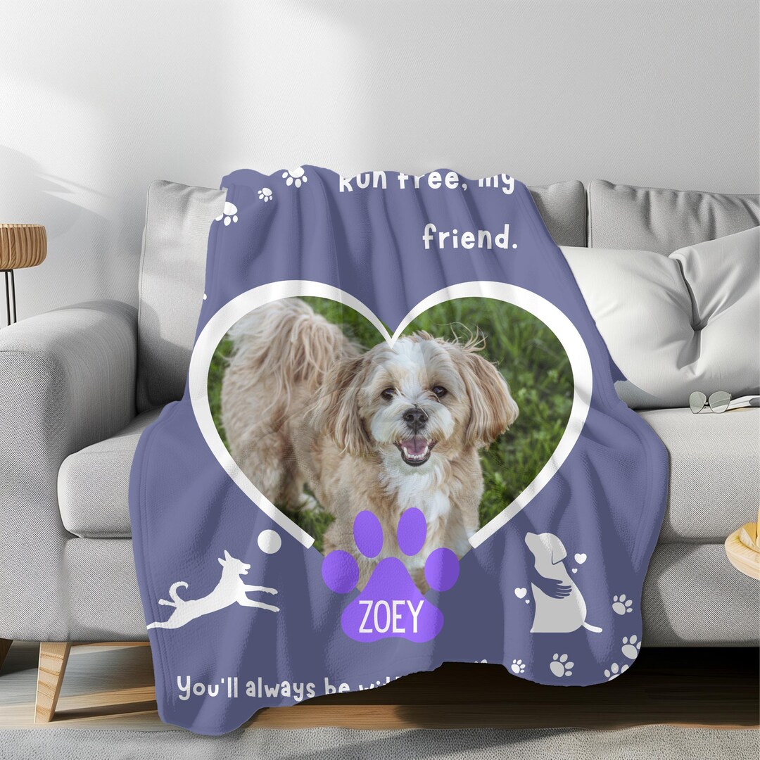 Personalized Dog Memorial Photo Blanket Gift, Dog Loss Pet Memory Gifts ...