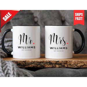 Personalized Mr & Mrs Coffee Set, Couple Mug, Wifey And Hubby Mug, Bride And Groom Coffee Cup, Husband And Wife Mug, Engagement Wedding Gift