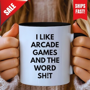 Arcade Games Mug Gift, Gaming Gifts For Arcade Game Lovers, Novelty Coffee Cup, Gamer Coffee Mug, Video Game Gift, Funny Game Nerd Geek Cup