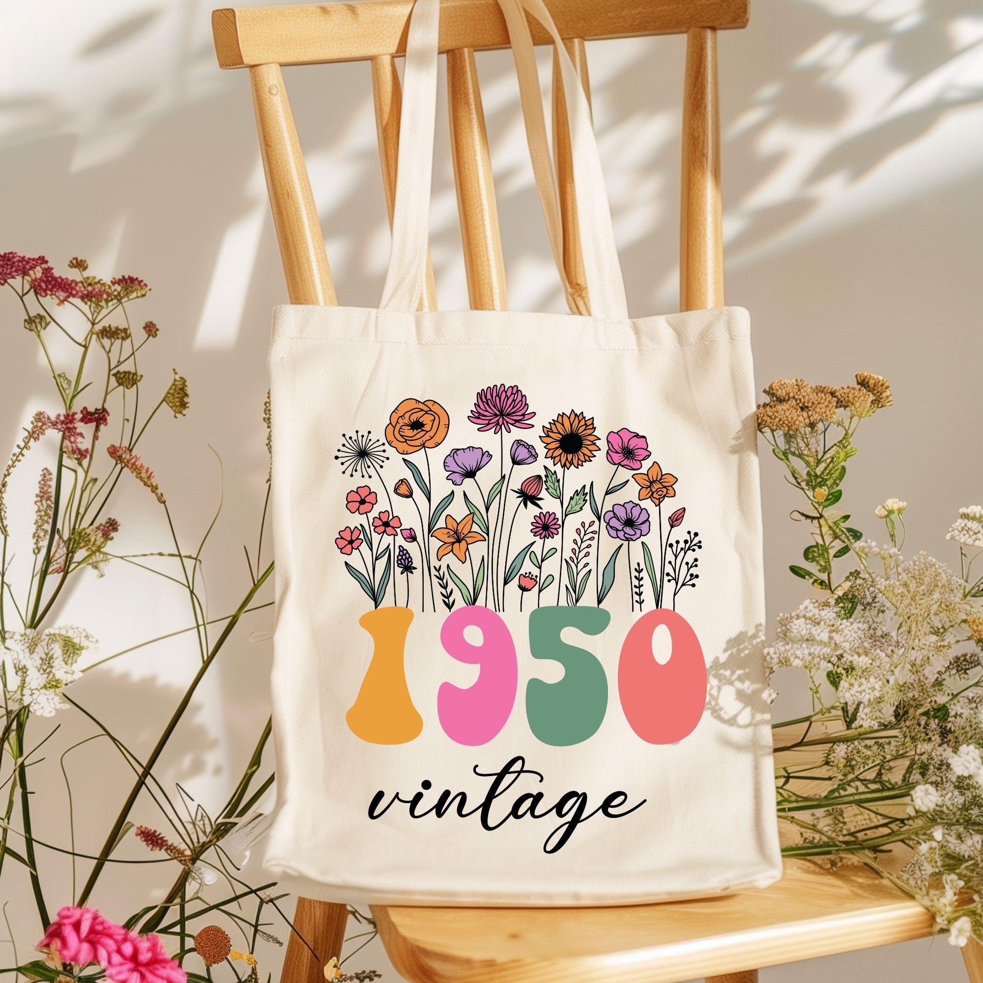 75 Years Old Tote Bag - Vintage 1950 Birthday Gift - Customizable