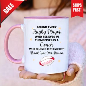 Personalized Thank You Rugby Coach Mug, Thank You Gift For Rugby Teacher, Rugby Coach Gift, Teacher Rugby Gift, Rugby Gift For Teacher