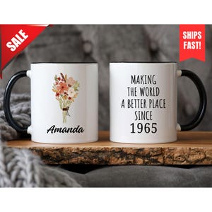 Cadeau 60e anniversaire pour femme, Mug 60e anniversaire, Cadeau d'anniversaire personnalisé, Mug 1965, Tasse à café 60e drôle, Cadeau personnalisé pour 60e anniversaire