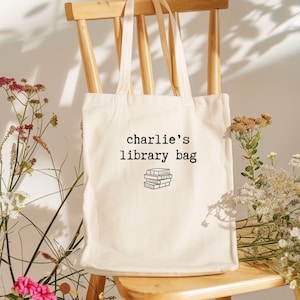 Custom Library Tote Bag, Customizable Book Bag, Library Book Bag, Bag For Readers, Book Lover Gift, Canvas Bag For Books, Custom Library Bag