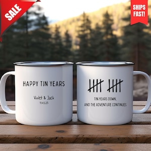Happy Tin Jahre Becher, 10. Jahrestag Geschenk für Paare, 10 Jahre Jahrestagsgeschenk, Paar Camping Becher, Ehemann Frau Geschenk, Geschenk für ihn sie