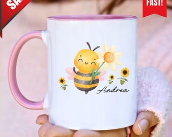 Personalized Bee Mug, Custom Honey Bee Gift, Bee Mug Gift, Cute Animal Mug, Gift For Her Sister Daughter, Bumble Bee Gift, Office Work Gift