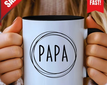 Gift For Grandpa Mug: Vibrant Colorful Handle - Personalized Coffee Cup, Glossy Finish, BPA Free Ceramic, Microwave Safe