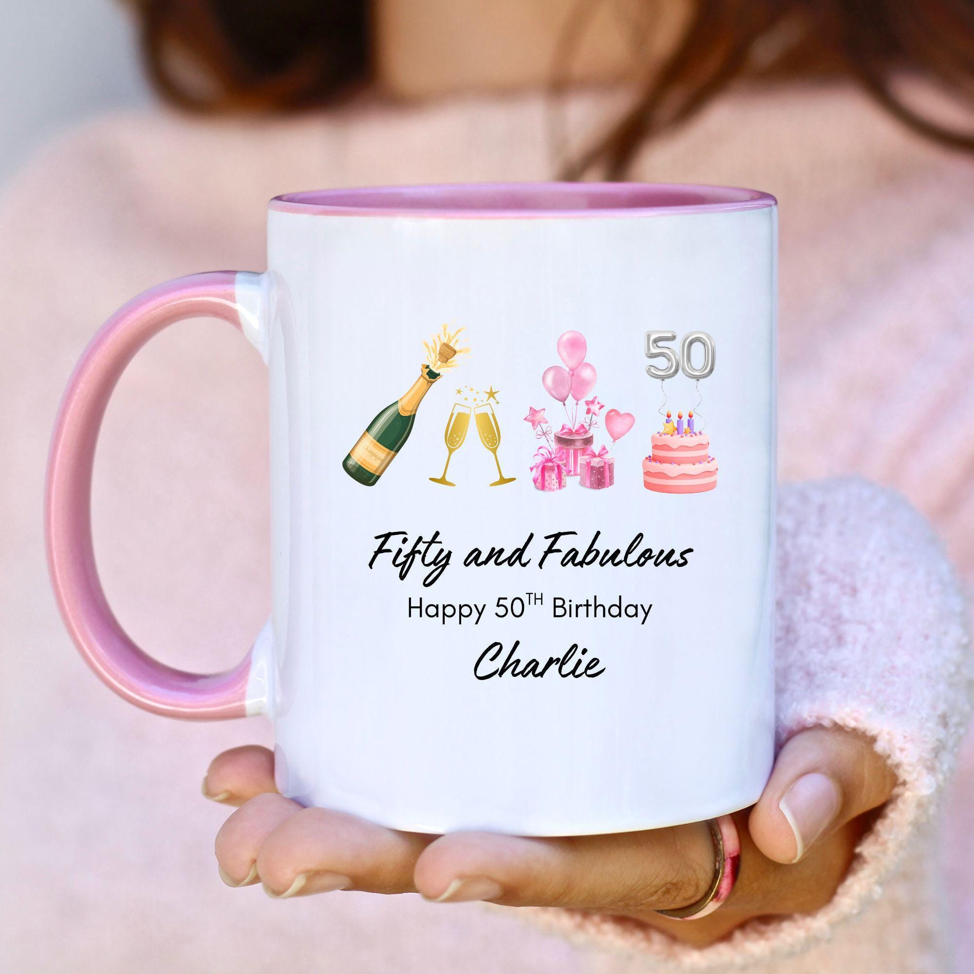 Fifty and Fabulous Birthday Mug: Stylish 50th Celebration - Ceramic Coffee  Cup, Vibrant Print, Gift for Women - Etsy