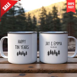 Zinn Jubiläumsbecher, glückliches 10-jähriges Jubiläumsgeschenk, zehnjähriges Ehegeschenk, Hochzeitsjubiläumsbecher, Ehemeilensteingeschenk, Jubiläumsbecher