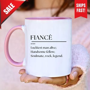 Personalized Fiance Mug, Newly Engaged Coffee Mug, Engagement Gift For Couple, Bridal Shower Gift, New Bride and Groom Set, Mr and Mrs Mug