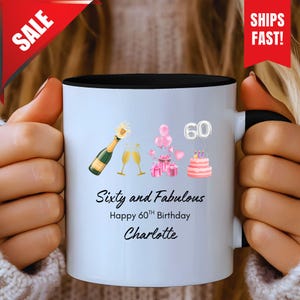 Cadeau de 60e anniversaire pour femme, cadeau de soixante ans, cadeau soixantième et fabuleux, tasse de café soixante et fabuleuse, tasse de café 60e anniversaire