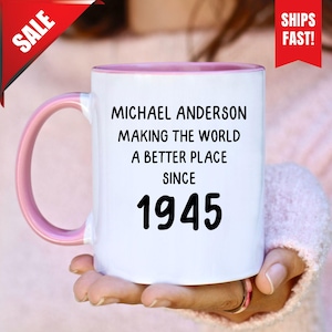 1945 Kaffeetasse, lustiges Geschenk für 80 Jahre alt, 80. Geburtstagsgeschenk, 80. Geburtstagsgeschenk, 80er Becher für sie, lustiger 80er Geburtstagsbecher, Opa 80er Becher