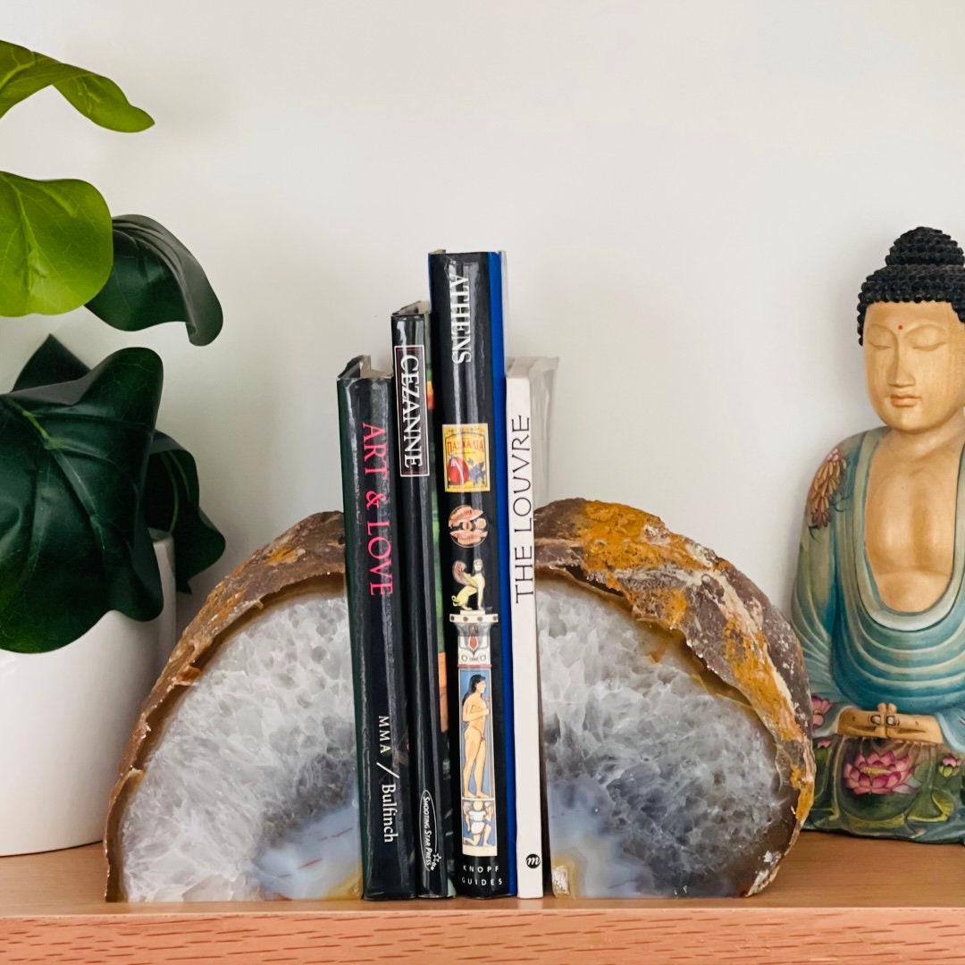 Artisansmx Natural Agate Home Decor Unique Brazilian Stone Bookends