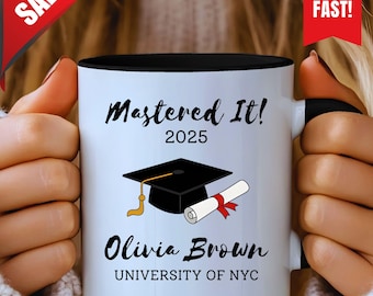 Examenspresent till henne, Mastered It 2025-mugg, present till masterexamen, examen 2025, masterexamen, MBA-present, masterpresent till män