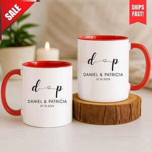 Personalized Mr & Mrs Coffee Mugs, Husband and Wife Mugs, Custom Mr Mrs Coffee Mugs, New Bride and Groom Mug Set, Coffee Cup Wedding Gift