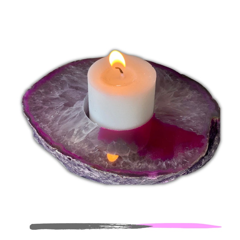 Artisansmx Natural Agate Home Decor Candle Holder Agate Stone Homemade Pink