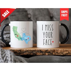 Ich vermisse Sie Zustandsbecher, personalisierte Ferngeschenk von Zustand zu Zustand, benutzerdefinierte Kaffeetasse entfernte Freunde, Fernbecher, Zustandskaffeetasse