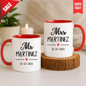Personalized Mr & Mrs Coffee Mug Set, Bride and Groom Coffee Cup, Mr Mrs Coffee MugHusband And Wife Mug, New Bride and Groom Set