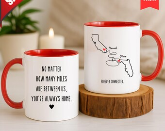 Tazza per amicizia a distanza, Tazza personalizzata con mappa dello stato, Regalo per la migliore amica, Regalo per la migliore amica che vive lontano, Tazza con mappa personalizzata, Ricordo dell'amicizia