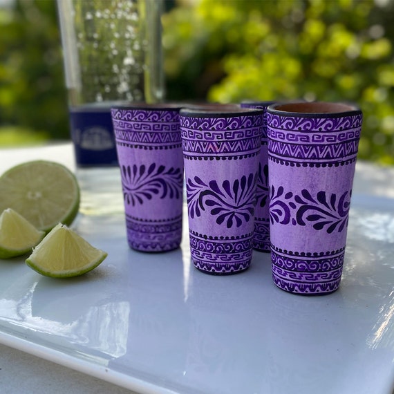Color Rosa Set of 4 Hand painted Tequila Shot Glasses