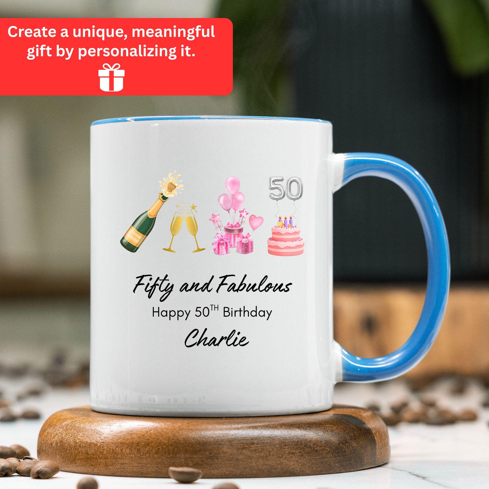 Fifty and Fabulous Birthday Mug: Stylish 50th Celebration - Ceramic Coffee  Cup, Vibrant Print, Gift for Women - Etsy