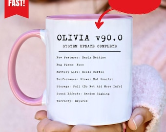 Custom Name & Age Mug, Funny 90th Birthday Mug, System Update Mug, Personalized Age Coffee Mug, 90th 100th Birthday Gift, Custom Name Mug