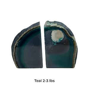 Artisansmx Natural Agate Home Decor Unique Brazilian Stone Bookends Pair Teal image 3