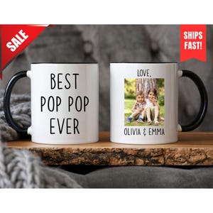 Bester Pop Pop Ever Becher, personalisierte Fototasse für Pop Pop, Becher mit Kinderbild, Pop Pop-Kaffeetasse, Vatertagsbecher, bestes Opageschenk
