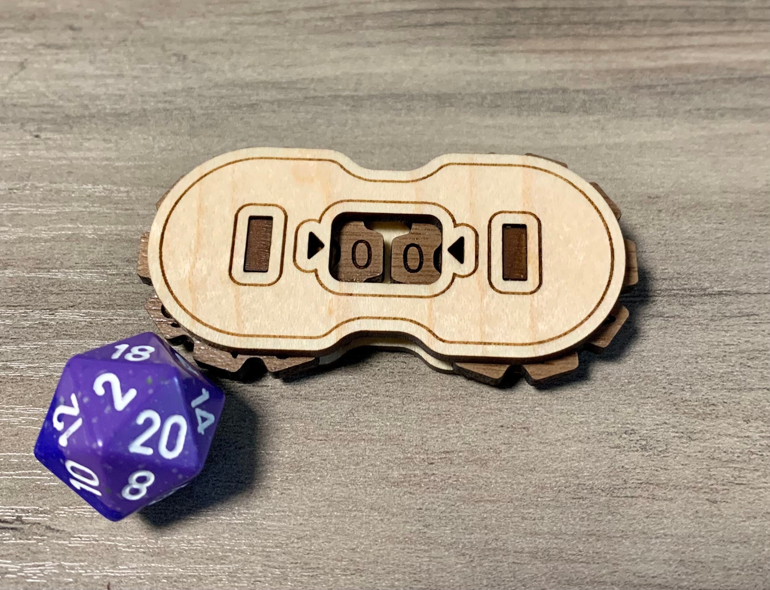 Hardwood laser cut life counter/tracker