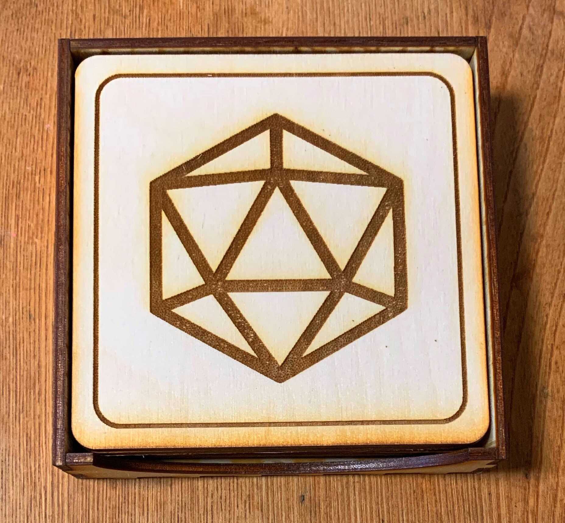 Laser Engraved Polyhedral Dice Coaster Holder Etsy