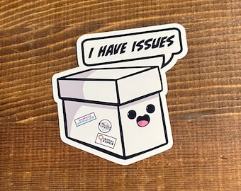 I Have Issues short box Sticker/ exclusive Andrea K Doodles design/ Comic box/ Comics/ Dye cut Stickers/ funny stickers/ Nerd/joke sticker