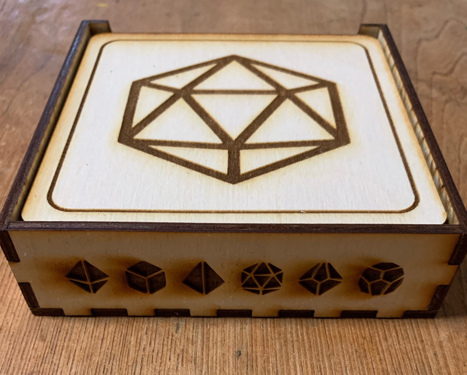 Laser Engraved Polyhedral Dice Coaster Holder Etsy
