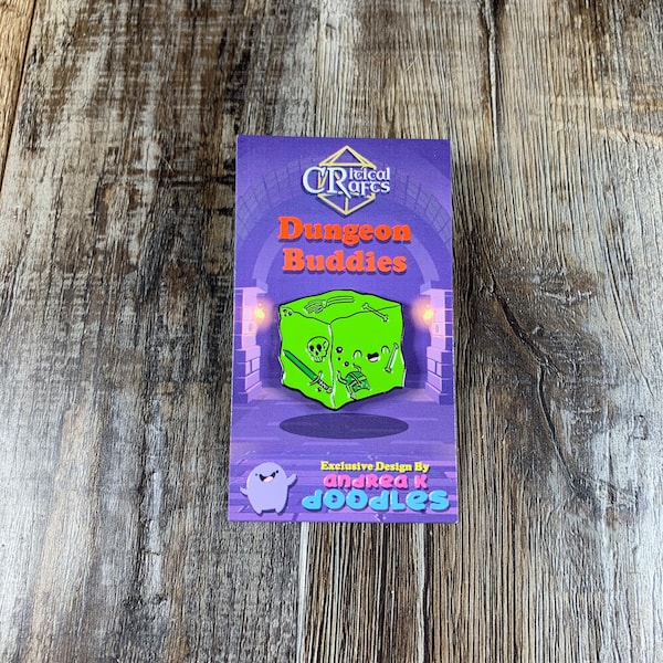 Gelatinous cube enamel Pin, neon green pin, soft enamel pin, dnd pin, dungeon buddies, kawaii, collectible, AndreaKDoodles exclusive design