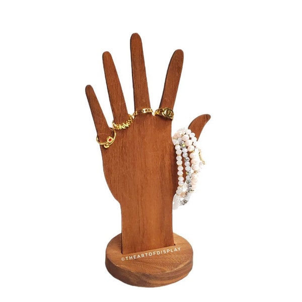 Wooden Hand Display, Bracelets and Ring Display Lightweight, Portable Multi Holder Organizer, Craft Art Show Fixtures, Finger Puppet Stand