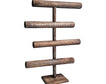 Antique Wood 4 Tier Tbar, Necklace Bracelet Stand, Bracelet Bangle Display, Jewelry Stand Wood, Tradeshow Display, Home Accent Decor, Retail