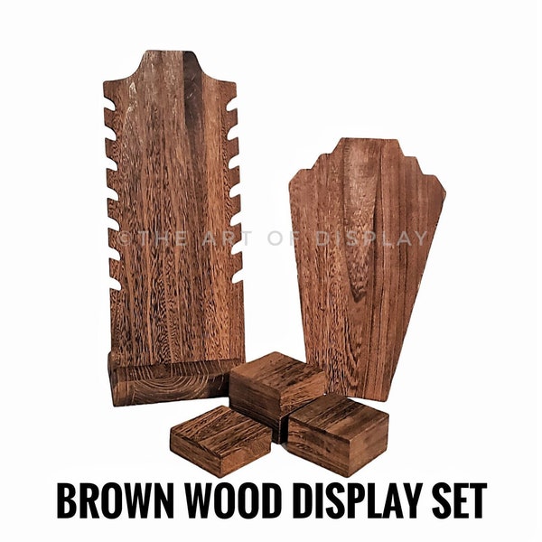 Brown Wood Display Set, Necklace Stand Wood, Display Bust, Display Buddies, Trade Show Booth, Product Photography Props, Jewelry Stand Store