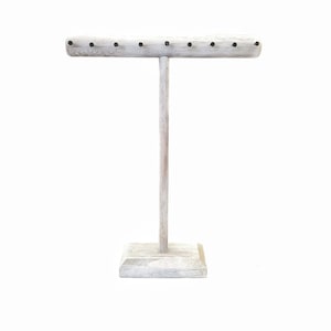 19 inch White Wash Wood Multi Necklace or Chain Holder Display, Rustic Lightweight, Home Decor, Jewelry Organizer, Retail Art Craft Show,