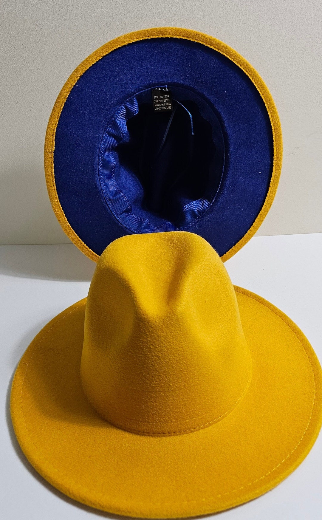 Two Tone Sorority Color Fedora Hats Bundle, Wholesale Bundle Sale, Unisex Hats Coral Two Tone Wide Brim Fedora Hat by Montique – Suits & More main image 4