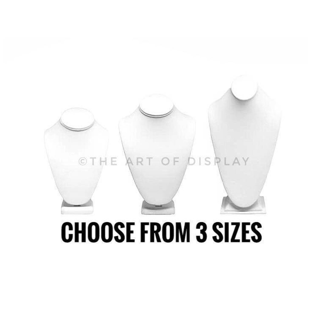White Faux Leather Neck Stand, Necklace Display Bust, White Jewelry