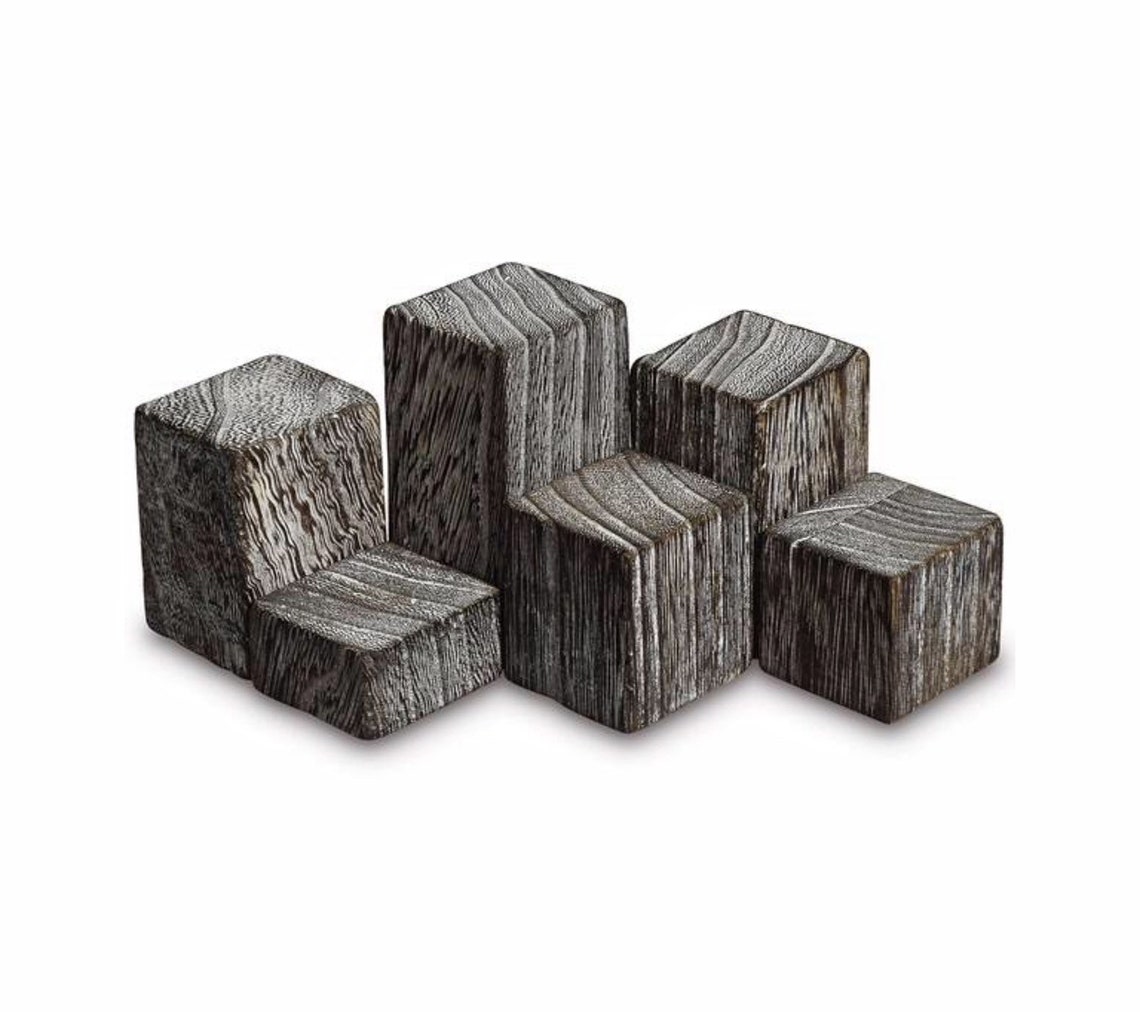 Set of 6 Small Wooden Risers Block Driftwood, Jewelry Pedestal Display ...
