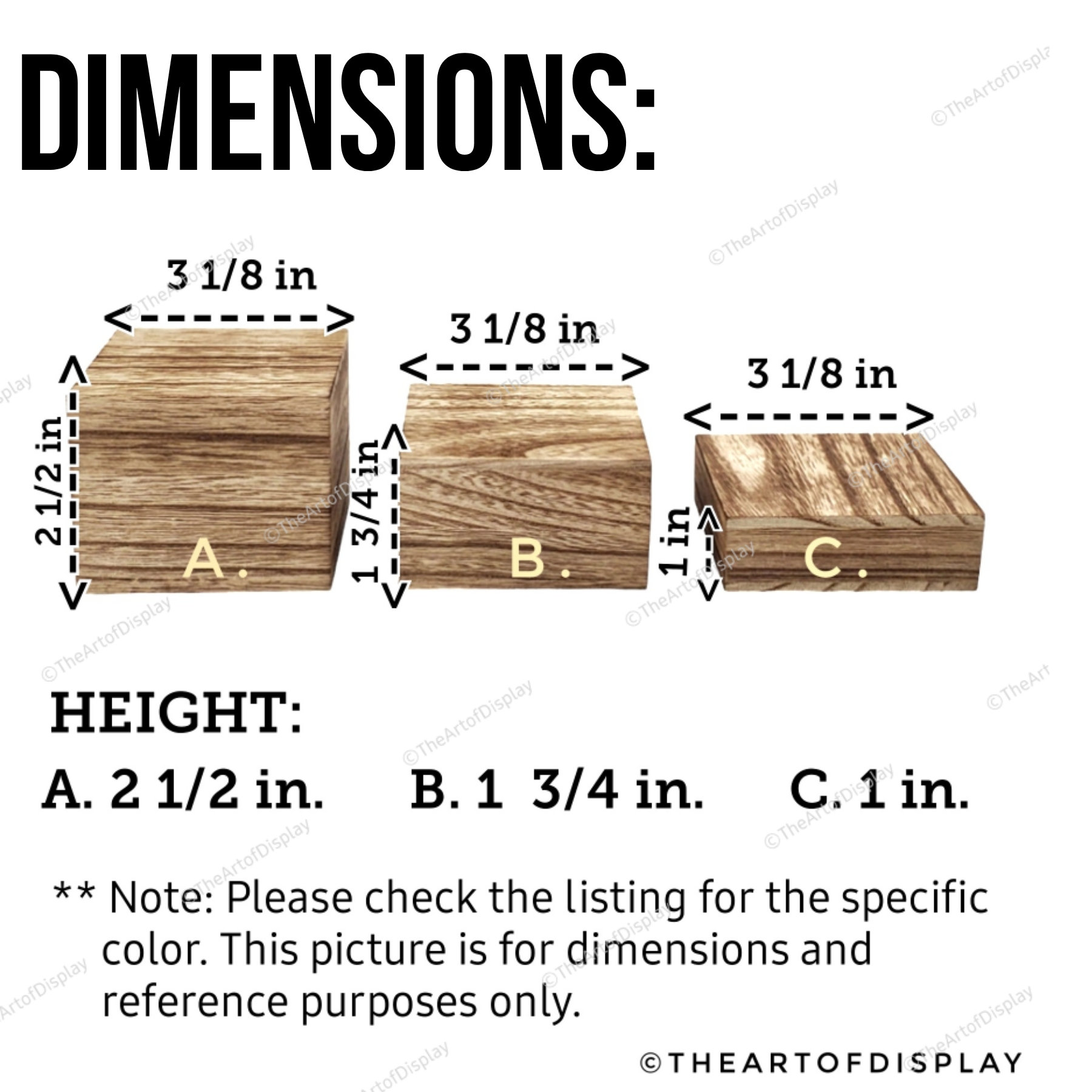 Set of 3 Oak Wooden Risers, Square Block Natural, Jewelry Pedestal ...