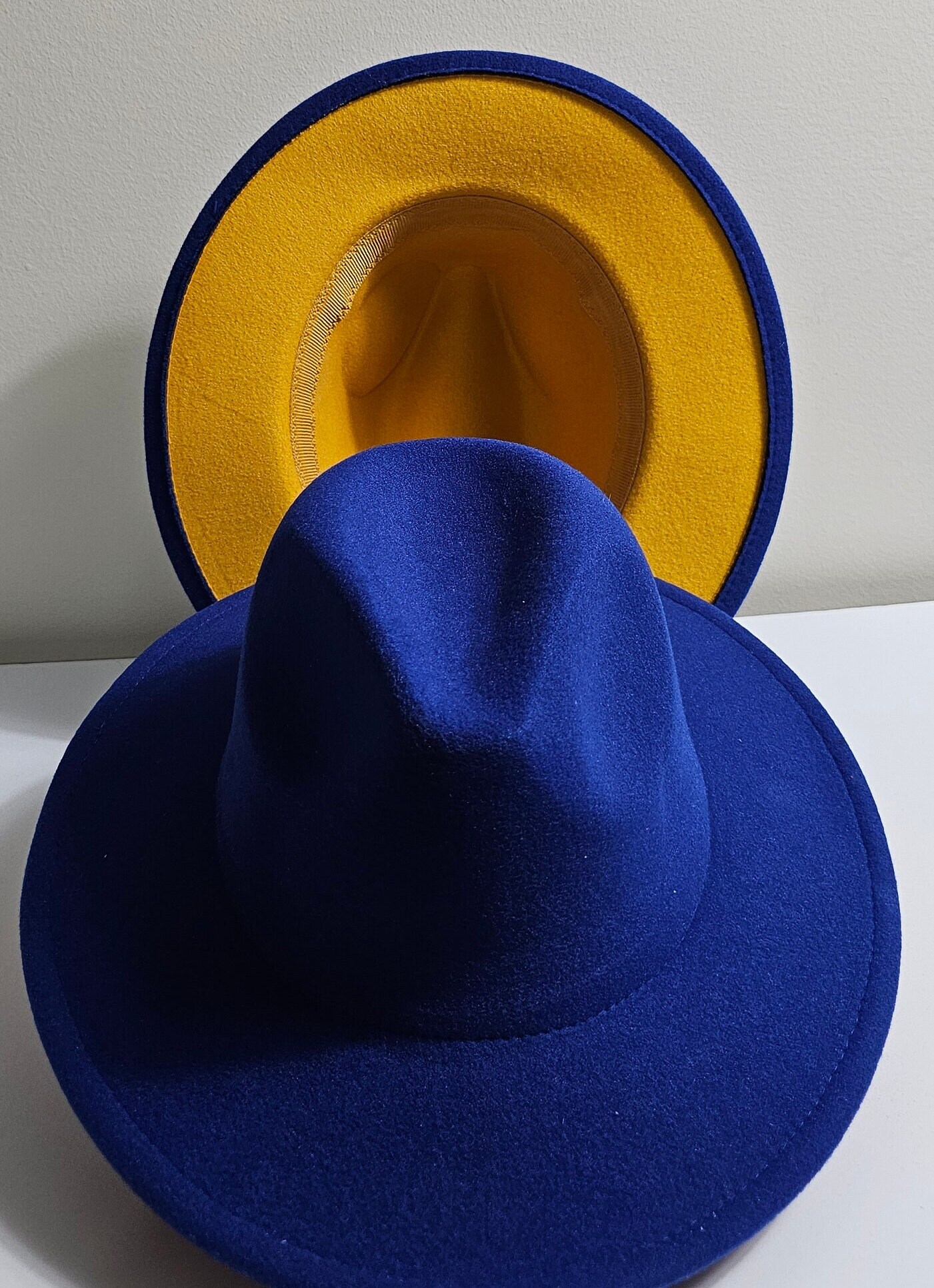 Two Tone Sorority Color Fedora Hats Bundle, Wholesale Bundle Sale, Unisex Hats Coral Two Tone Wide Brim Fedora Hat by Montique – Suits & More main image 3