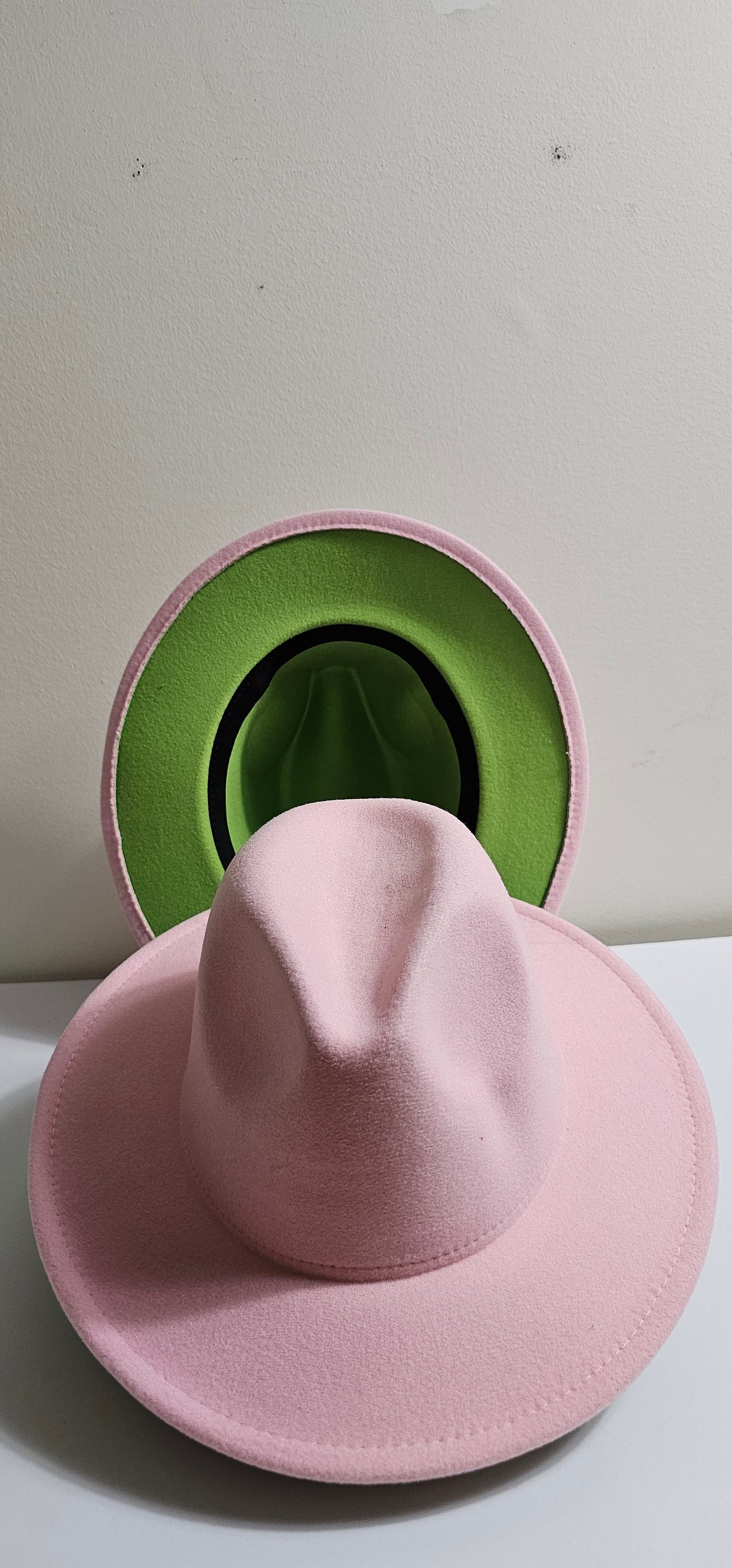 Pink and Green Fedora Hat - Etsy display picture 1