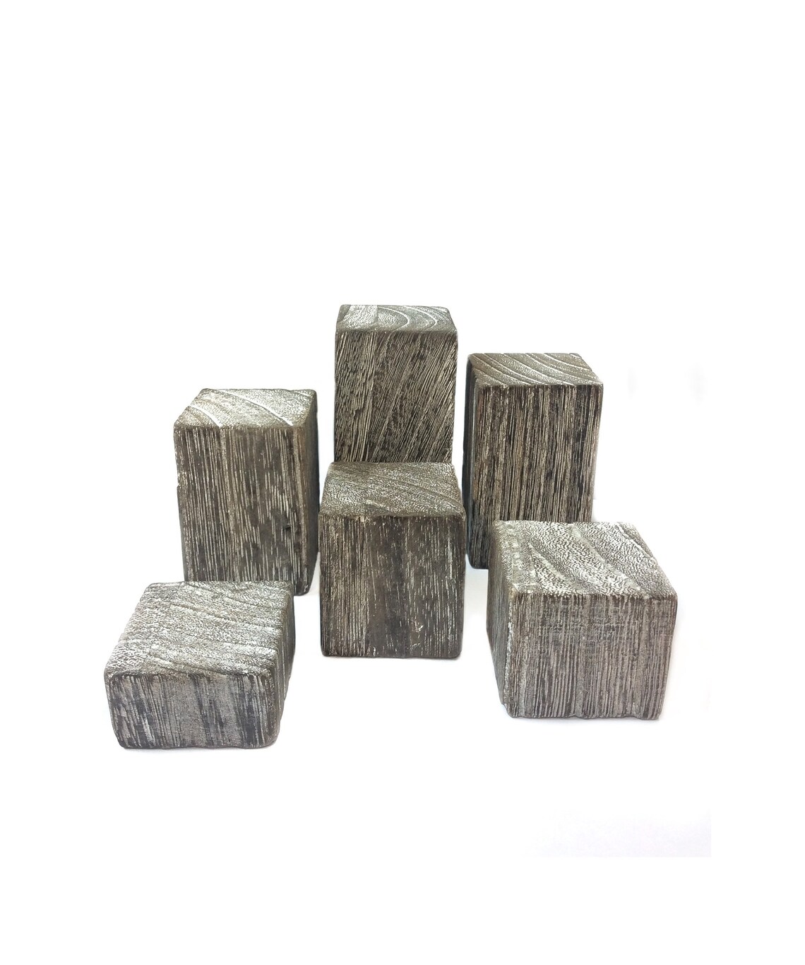 Set of 6 Small Wooden Risers Block Driftwood, Jewelry Pedestal Display ...