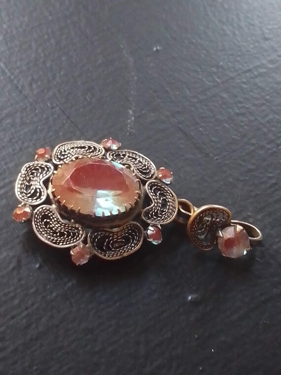 Pendentif émaillé Vintage Argenté - Bijou Occasion, Style Rétro