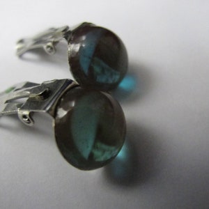 Earring / Earrings With clips SAPHIRET Cabochon 13mm Silver image 1