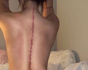 Long Writing Back Tattoo - Etsy Long Writing Back Tattoo - Etsy