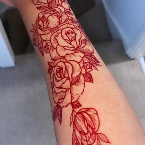 XL Blumen Ärmel temporäres Tattoo