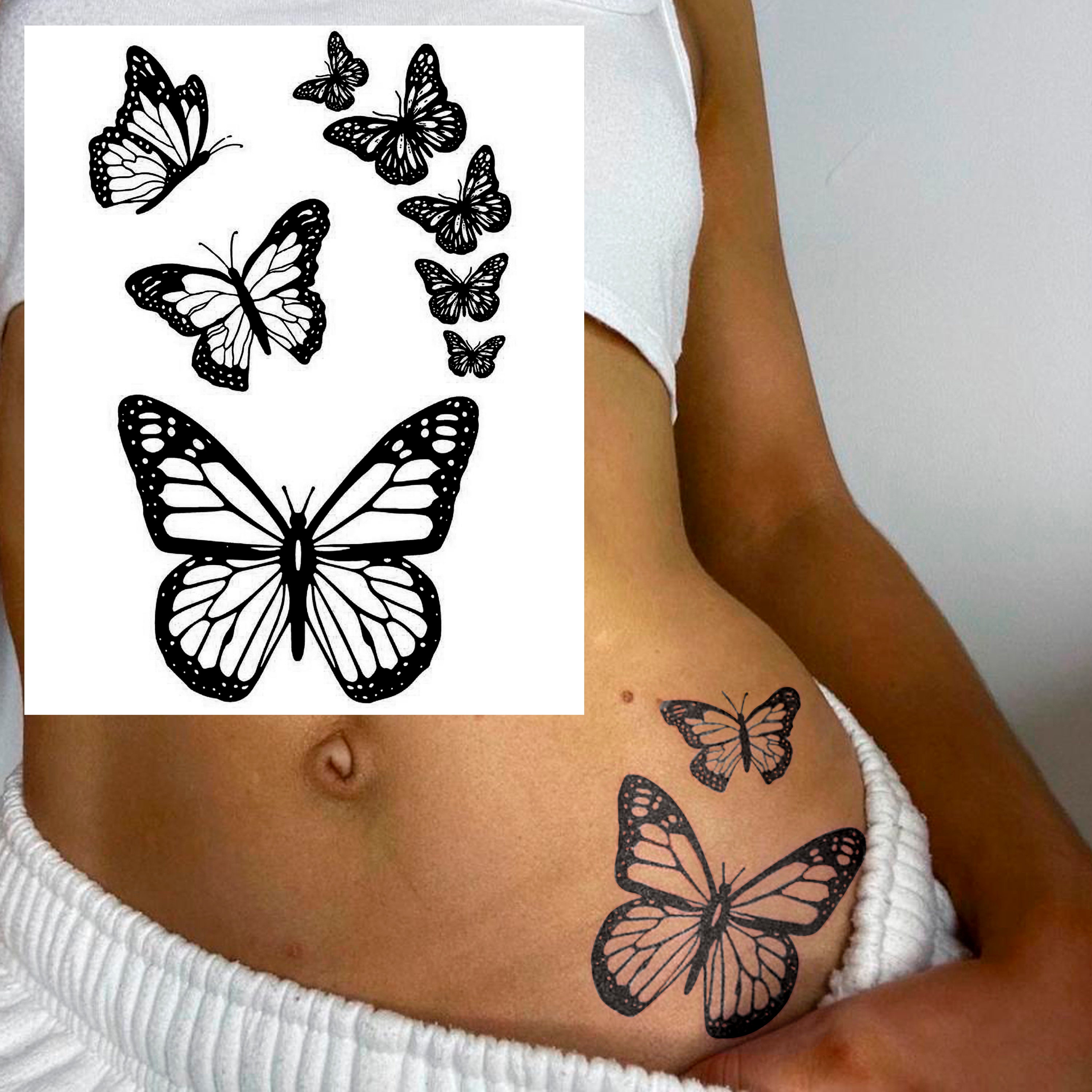 tattoo porto: borboleta azul com floral