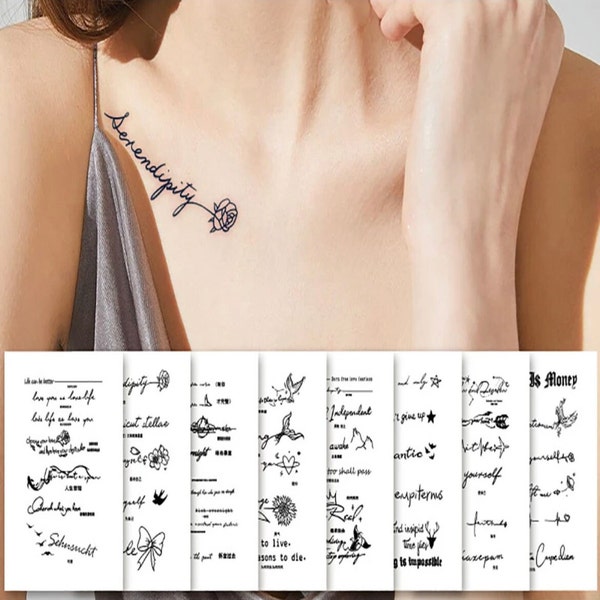 Serendipity Temporary tattoo, 8 pack of various tattoo designs